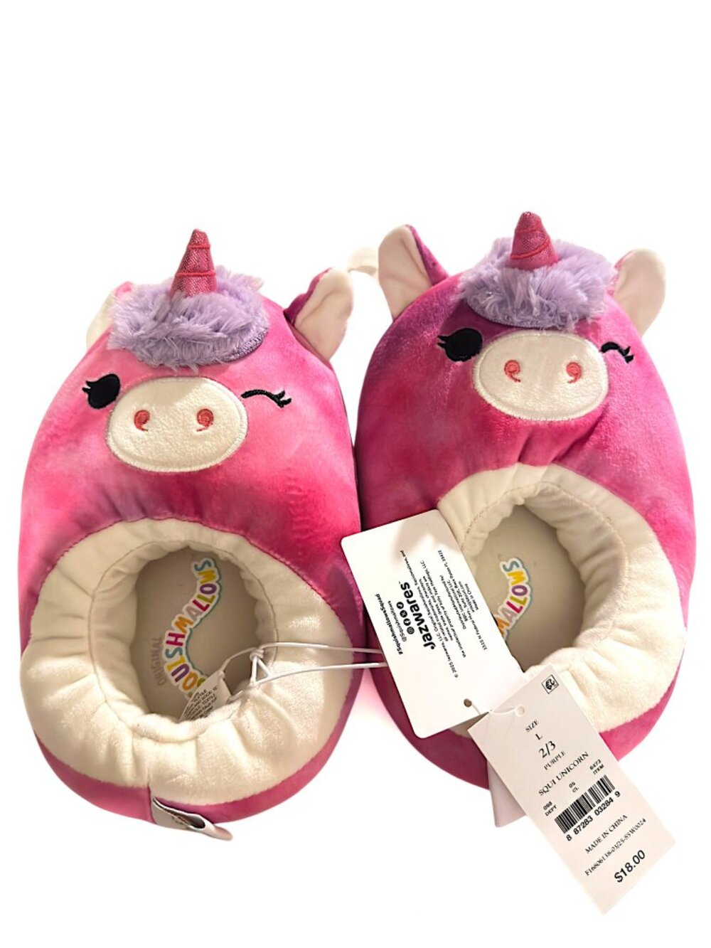 Squishmallows Kids’ Lola the Unicorn Plush Slippers NWT – Kids L 2/3